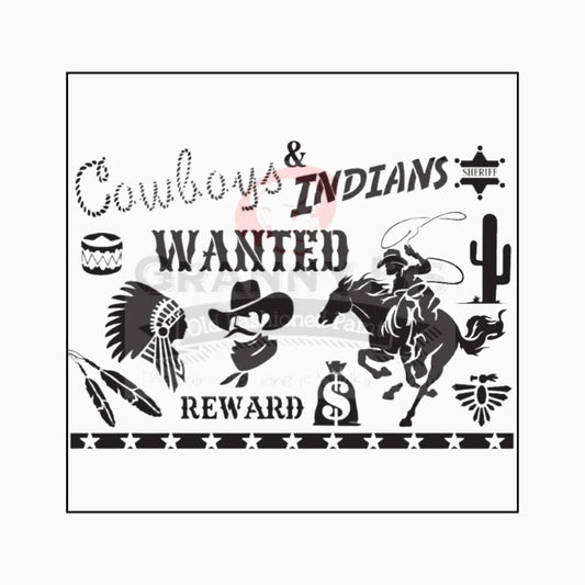 Cowboys & Indians Stencil